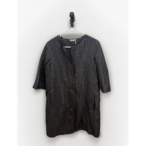 MaxStudio Black Textured Short Sleeve Tunic Top Women’s XS Cotton